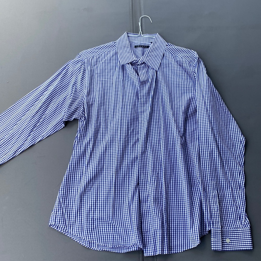 Blue an white checkered button down